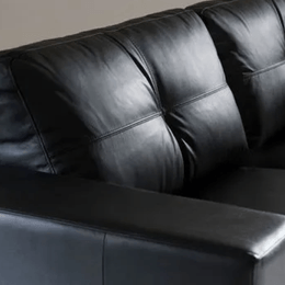 Sofa Domini 2,40m 2 Lugares Couro Legitimo Sherwood Preto detalhes 2